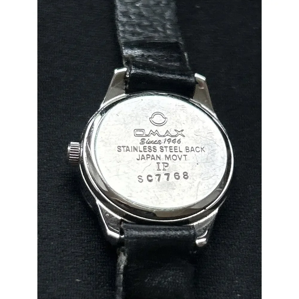 Omax Silver Case Black Band Women’s Quartz Watch